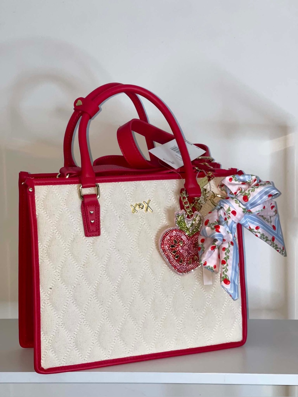Betsey Johnson Quilted Canvas Satchel Tote